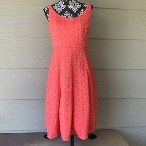 Luxe by Carmen Marc Valvo Coral Lace Overlay Dress